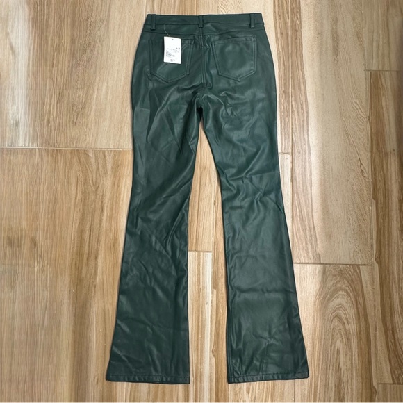 Forever 21 Dark Green Faux Leather Green Pants NWT Bootcut Size Medium Regular - Picture 3 of 13